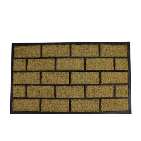 Decorative Black Rubber & Coir Outdoor Rectangular Door Mat- 29.5 x 18 in.