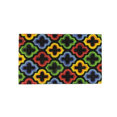 Decorative Multi-Color Retro Coir Outdoor Rectangular Door Mat- 29.5 x 17.75 in.