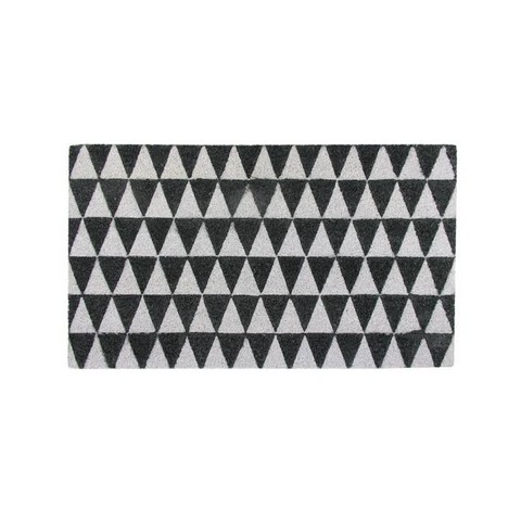 Decorative Black & White Triangle Print Coir Outdoor Rectangular Door Mat- 29.5 x 17.75 in.