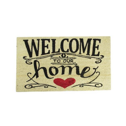Welcome to Our Home Decorative Coir Outdoor Rectangular Door Mat- 30 x 18 in.