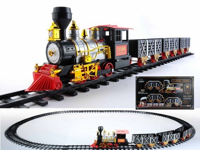 20-Piece Black & Red Battery Operated Lighted & Animated Classic Train Set