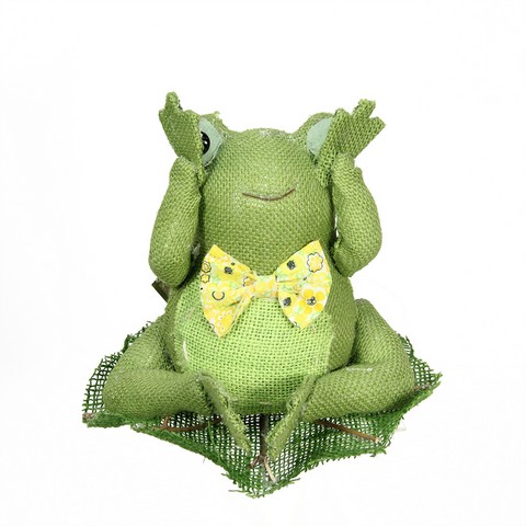 Picture of NorthLight 8 in. Green- Yellow & White Decorative Sitting Frog Spring Table Top Decoration