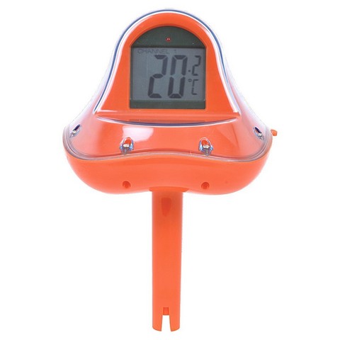 Wireless Digital Floating Swimming Pool Thermometer with Receiver Station, Orange