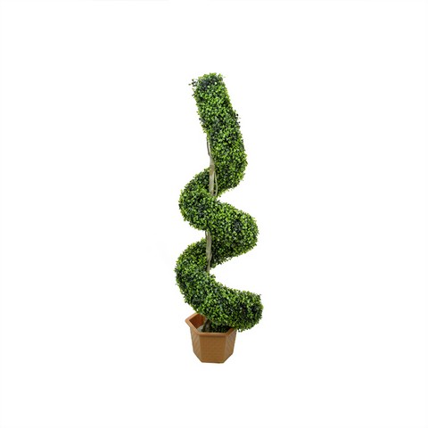 56 in. Potted Two Tone Artificial Boxwood Spiral Topiary Tree