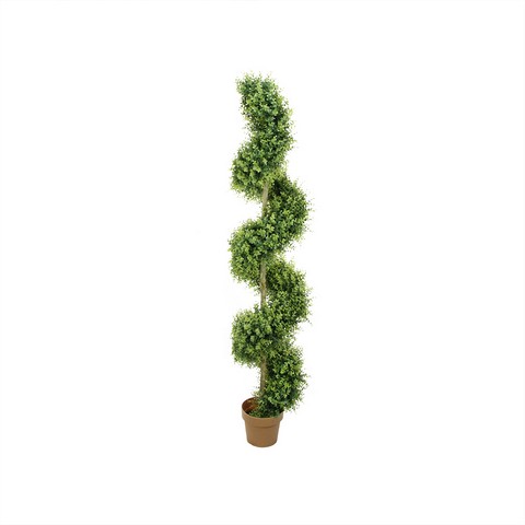 5.5 ft. Potted Two Tone Artificial Boxwood Spiral Topiary Tree