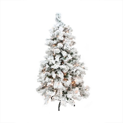 9 ft. Pre Lit Heavily Flocked Pine Medium Artificial Christmas Tree- Clear Lights -  NorthLight, 31466059