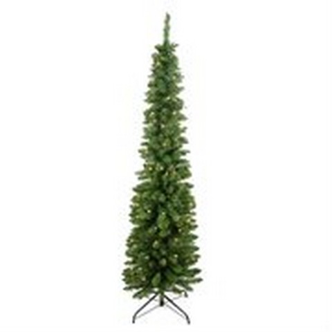 6 ft. x 20 in. Pre lit Traditional Green Pine Pencil Artificial Christmas Tree- Clear Lights