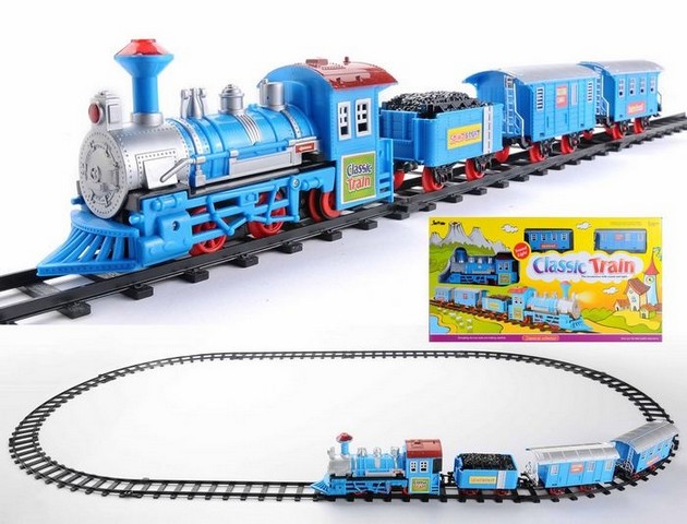 Picture of NorthLight Vibrant Blue Battery Operated Lighted & Animated Classic Cartoon Train Set with Sound&#44; 14 Piece