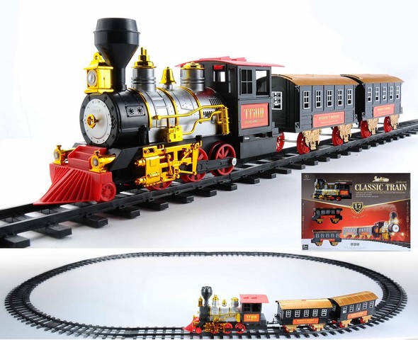 Battery Operated Lighted & Animated Classics Train Set with Sound- 17 Piece