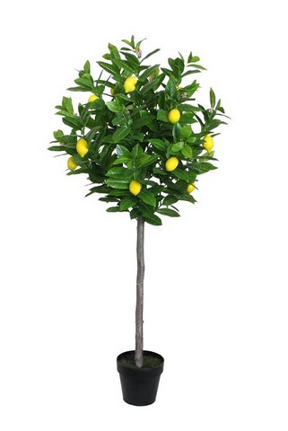 57 in. Decorative Potted Artificial Green & Yellow Lemon Tree in a Black Pot