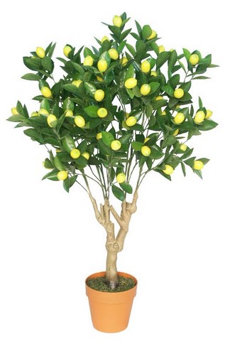 45 in. Potted Artificial Green & Yellow Lemon Tree in a Decorative Pot