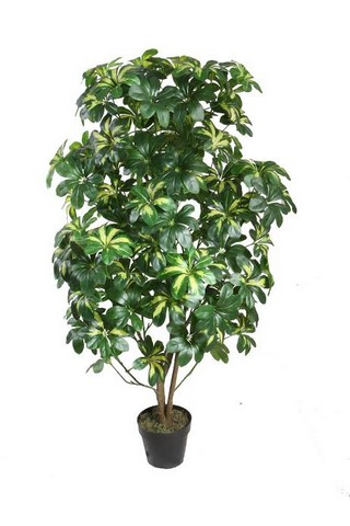 51 in. Decorative Potted Artificial Two Tone Green Scheffera Plant Tree
