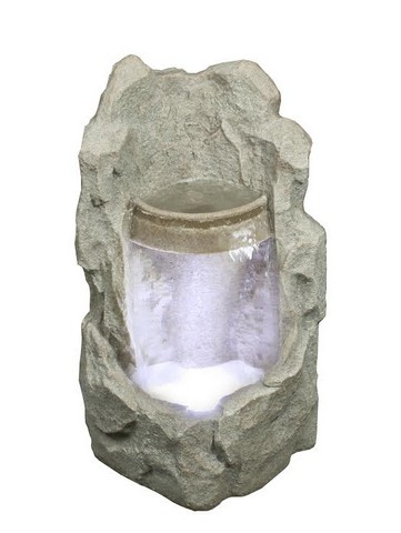 Picture of NorthLight 24.5 in. LED Lighted Brown Raised Stone Basin Spring Outdoor Garden Water Fountain
