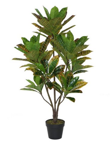45.75 in. Decorative Potted Artificial Green Yellow & Brown Croton Tree