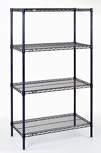4 Tier Black Epoxy Wire Shelving Starter Unit, 30W x 18D x 86H