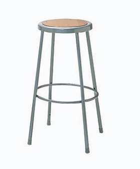 Interion Steel Shop Stool with Hardboard Seat Adjustable Height 25"-33" - Gray - Pack of 2