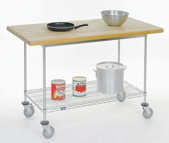 MB3072M Maple Butcher Block Mobile Work Bench - 30 x 72 x 40 in.