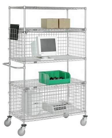 S1SE2436 One Enclosure Wire Shelf Unit, Chrome - 24 x 36 x 74 in.