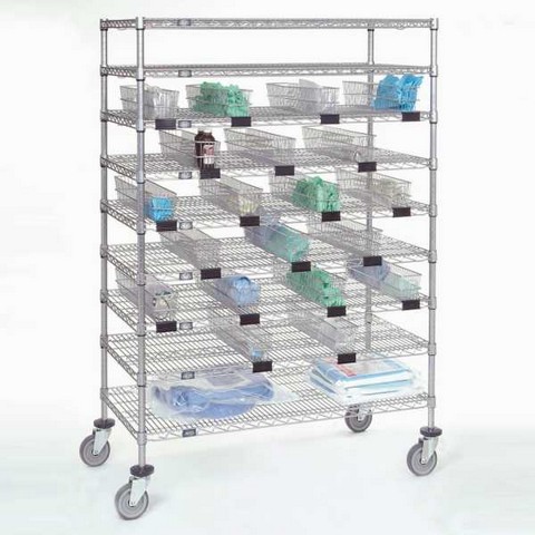 CCB77C Catheter Cart with Baskets, Chrome - 24 x 48 x 68 in.
