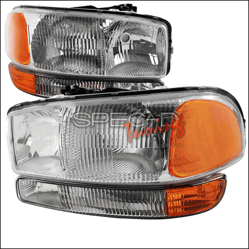 2LBLH-GMC99-GO Chrome Euro Headlight with Bumper Light for 99 to 06 GMC Sierra- 17 x 10.5 x 19 in.