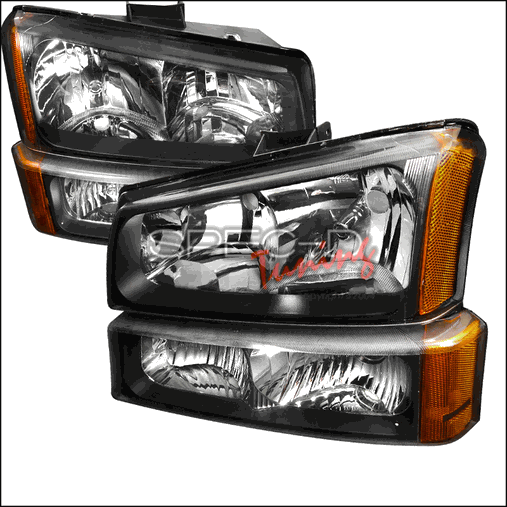 Picture of Spec-D Tuning 2LBLH-SIV03JM-RS Crystal Housing Headlights & Parking Lights for 03 to 07 Chevrolet Silverado- Black - 10 x 17 x 24 in.