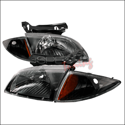 Crystal Housing Headlights for 00 to 02 Chevrolet Cavalier, Black - 27 x 19 x 11 in.