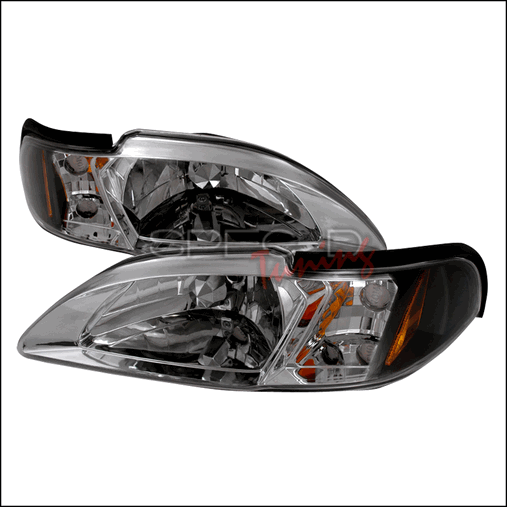 Crystal Housing Headlights for 94 to 98 Ford Mustang- Black - 10 x 21 x 24 in.