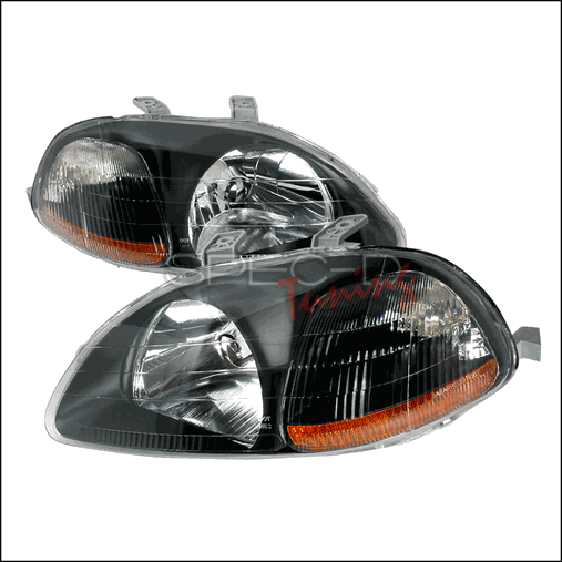 2LH-CV96JM-KS Crystal Housing Headlights for 96 to 98 Honda Civic- Black - 25 x 23 x 12 in.