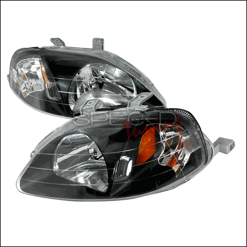 2LH-CV99JM-KS Crystal Housing Headlights for 99 to 00 Honda Civic- Black - 13 x 23 x 25 in.