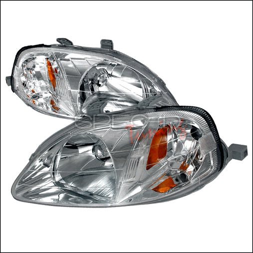 Crystal Housing Headlights for 99 to 00 Honda Civic- Chrome - 25 x 23 x 13 in.