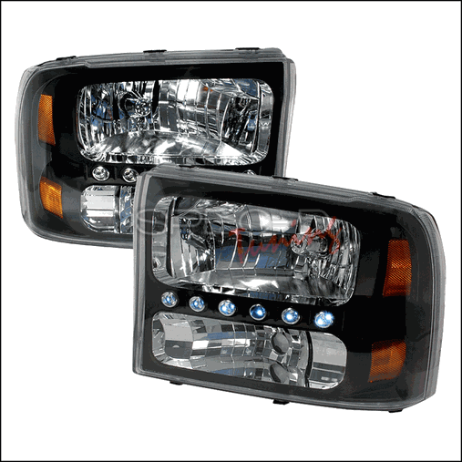 2LH-F25099JM-KS Crystal Housing Headlights for 99 to 04 Ford F250- Black - 23 x 20 x 16 in.