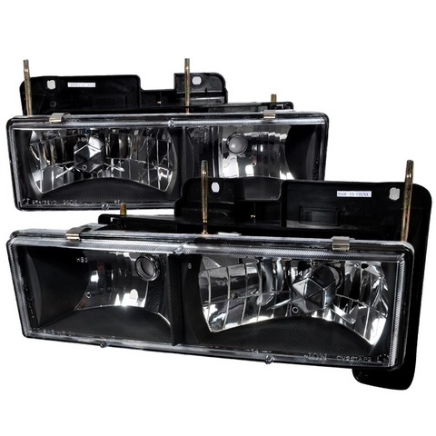 Crystal Housing Headlights for 88 to 98 Chevrolet C10- Black - 12 x 16 x 18 in.