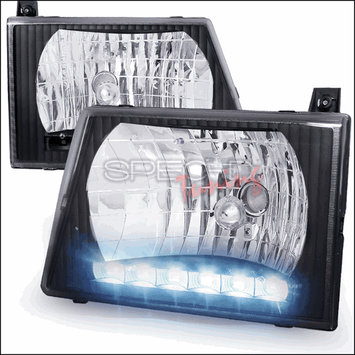 LH-ECON92JM-RS Euro Headlight Black Housing with LED for 92 to 06 Ford Econoline- 10 x 14 x 14 in.