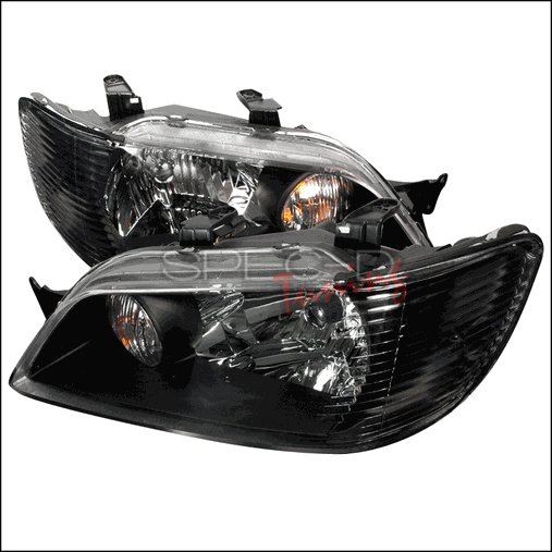 LH-LAN02JM-KS Crystal Housing Headlights for 02 to 03 Mitsubishi Lancer- Black - 10 x 24 x 25 in.