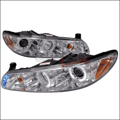 Halo LED Projector Headlights Plus Corner Lights for 97 to 03 Pontiac Grand Prix, Chrome - 10 x 21 x 24 in.