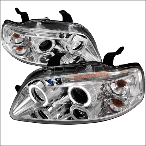 Halo LED Projector Headlights for 04 to 08 Chevrolet Aveo- Chrome - 10 x 21 x 27 in.