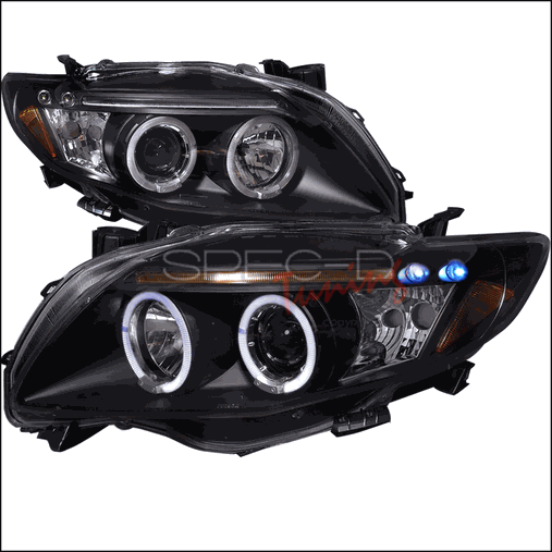 2LHP-COR09JM-TM Halo Housing Projector Headlight for 09 to 10 Toyota Corolla- Black - 10 x 25 x 25 in.