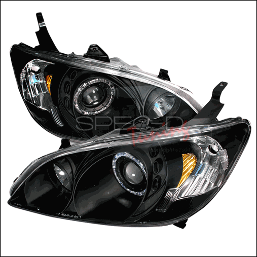 Halo Projector Headlights for 04 to 05 Honda Civic- Black - 15 x 22 x 27 in.