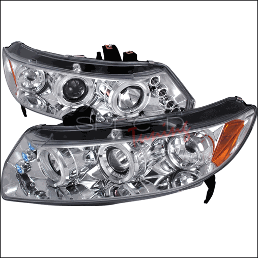 2LHP-CV062-TM Halo LED Projector Headlights for 06 to 11 Honda Civic- Chrome - 10 x 25 x 26 in.