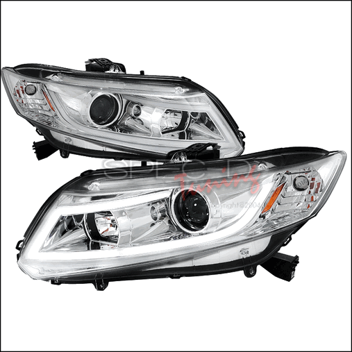 2LHP-CV12-8V2-TM R8 Style LED Projector Headlight for 12 to Up Honda Civic- Chrome - 10 x 25 x 26 in.