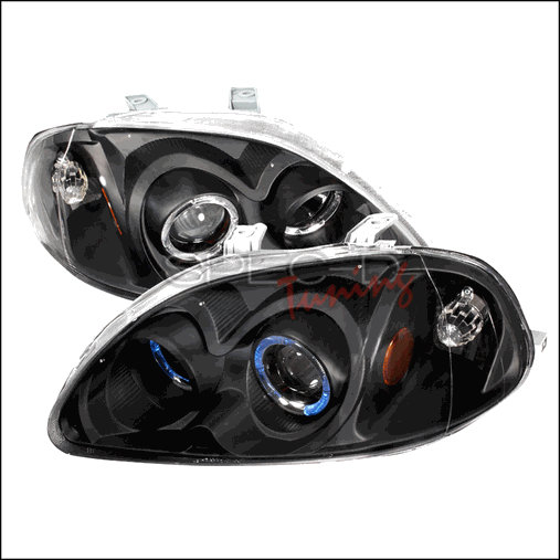 Halo Projector Headlights for 96 to 98 Honda Civic, Black - 24 x 21 x 12 in.
