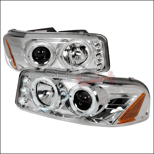 Halo LED Projector Headlights for 00 to 06 GMC Denali, Chrome - 10 x 19 x 23 in.
