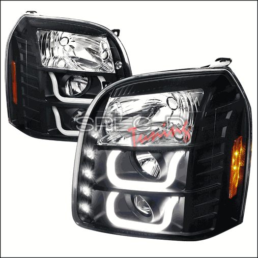2LHP-DEN07JM-V2-TM U Shape Halo Projector Headlights for 07 to 12 GMC Yukon- Black - 10 x 24 x 38 in.