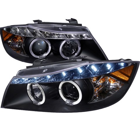 2LHP-E9005JM-8-TM R8 Style Projector Headlight Black Housing 4 Door Sedan for 06 to 08 BMW E90- 13 x 25 x 26 in.