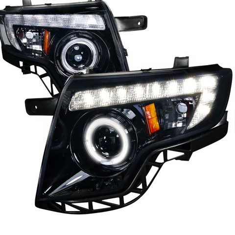 2LHP-EDG07G-TM Smoke Gloss Housing Projector Headlights for 07 to 10 Ford Edge- Black - 15 x 23 x 24 in.