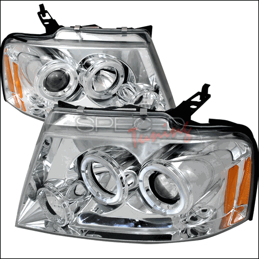 Halo LED Projector Headlights for 04 to 08 Ford F150- Chrome - 12 x 23 x 28 in.