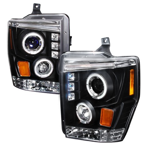 2LHP-F25008JM-TM Halo LED Projector Headlights for 08 to 10 Ford F250- Black - 17 x 18 x 22 in.