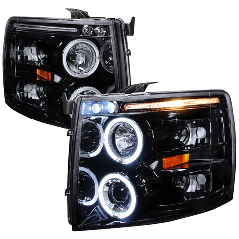 2LHP-SIV07G-TM Smoke Gloss Black Housing Projector Headlights for 07 to 10 Chevrolet Silverado- 16 x 18 x 22 in.