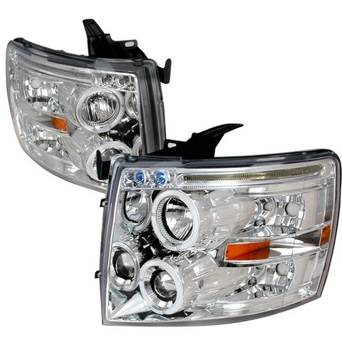 2LHP-SIV07-TM Halo LED Projector Headlights for 07 to 10 Chevrolet Silverado- Chrome - 16 x 18 x 22 in.