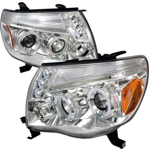 Halo LED Projector Headlights for 05 to 11 Toyota Tacoma- Chrome - 18 x 17 x 22 in.
